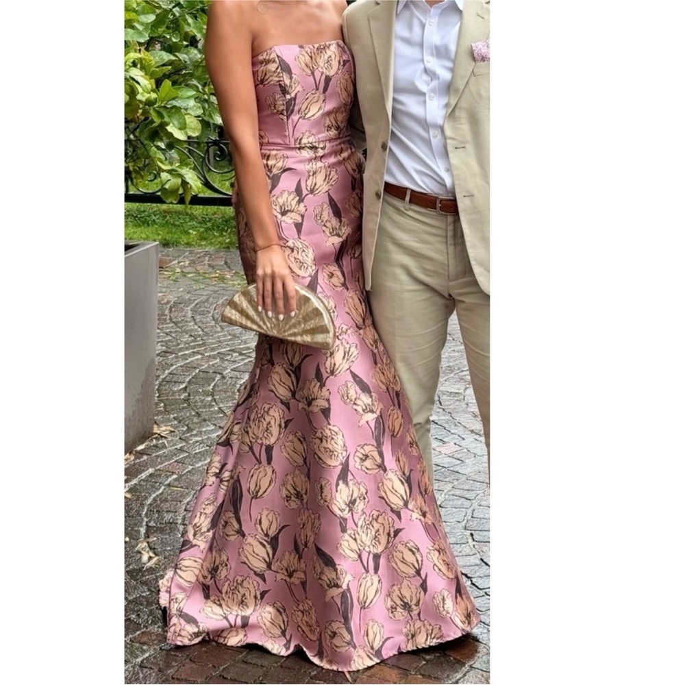 NWT Lulus Gowning Around Mauve Floral Jacquard Strapless Maxi Dress XS Gown - Picture 7 of 16